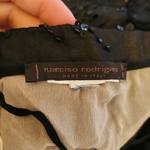 Narciso Rodriguez 100% Silk Beaded Black Slip Dress Midi Length Size 0 - Picture 7 of 7